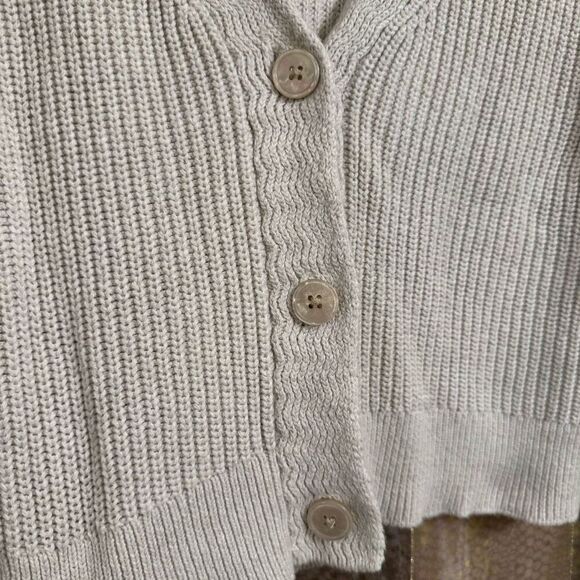 Aerie Cropped Cardigan Cream Beige Chunky Knit Balloon Sleeves Medium - Picture 4 of 6